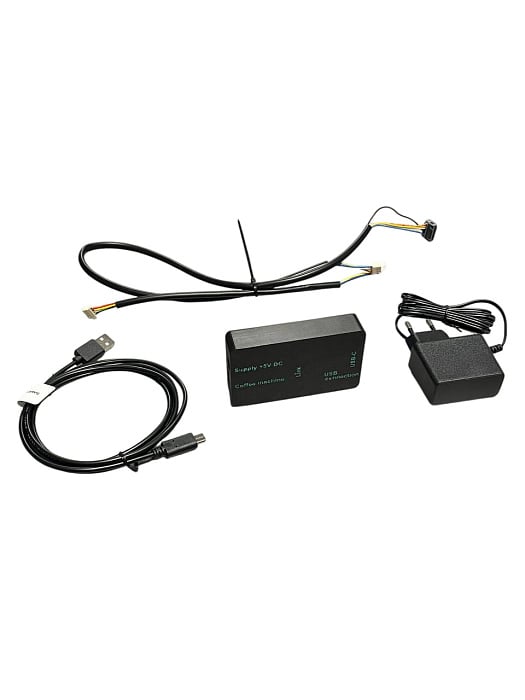 Programator PSG Link — zestaw: programator z portem USB-C, kabel USB-C, zasilacz i dwa kable serwisowe do ekspresów Philips, Saeco, Gaggia