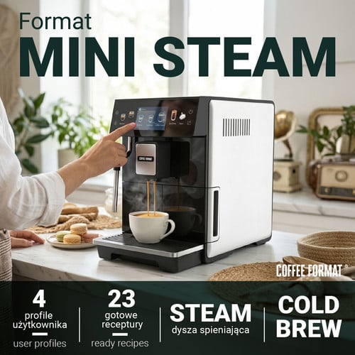 Coffee Format MINI STEAM WHITE - Ekspres do kawy — zdjęcie główne produktu AGD Group — zdjęcie 2