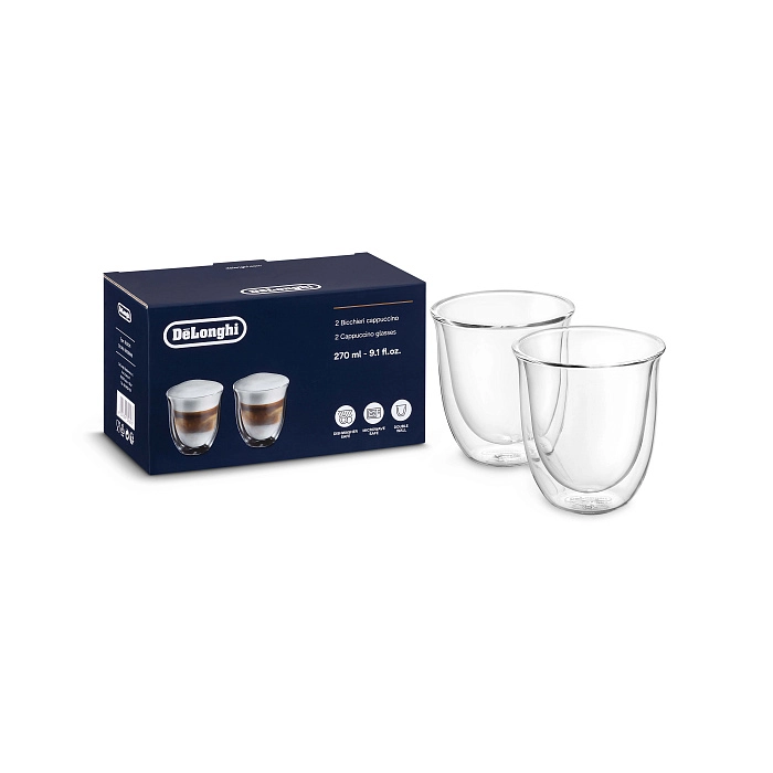 Zestaw filiżanek DeLonghi z borokrzemowego szkła o pojemności 270 ml